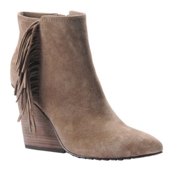 Isola Shoes - Isola Antonella Taupe Suede Fringe Bootie